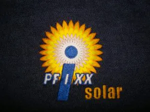 Pfixx solar logo met meerdere tinten geel/oranje