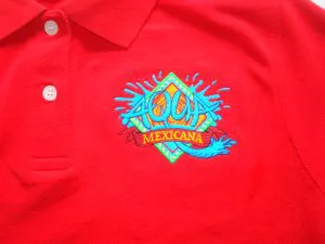 Rode polo met logo Aqua Mexicana